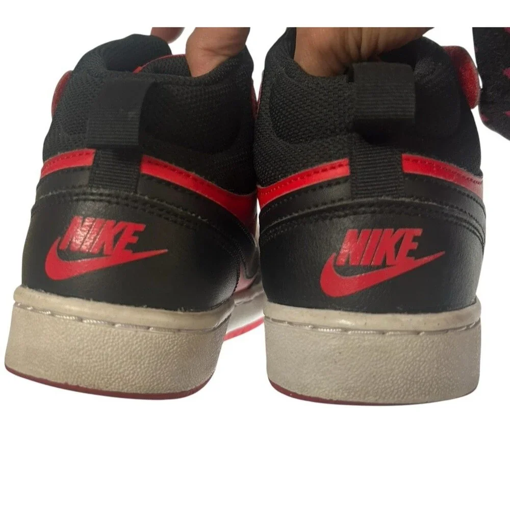 Nike Boys Court Borough Mid 2 CD7782-602 Leather Red Basketball Sneakers 5Y